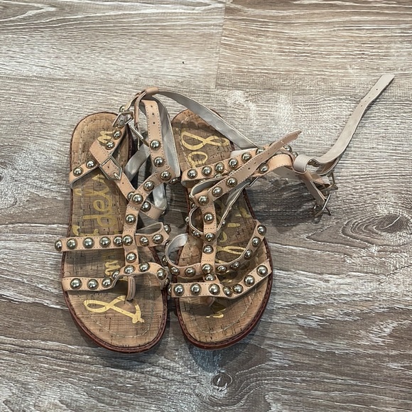 Pre-owned Eavan Womens Leather Embellished T-Strap Sandals - Picture 6 of 8